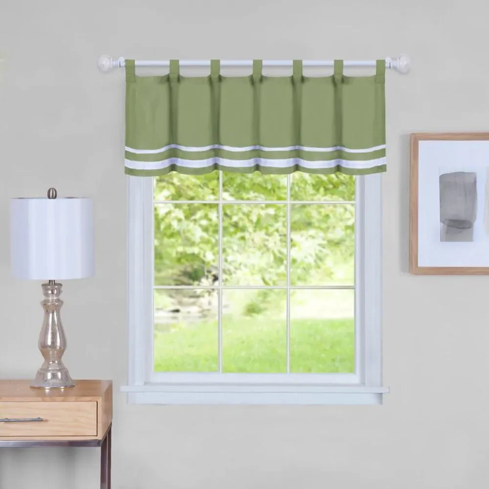 Woven Trends 3-Piece Green Window Kitchen Curtain Cafe Set, Solid Stripes, Tier